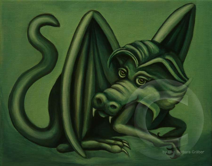 Hausdrache (House Dragon) - Leinwand (canvas), 24x30cm, 2007