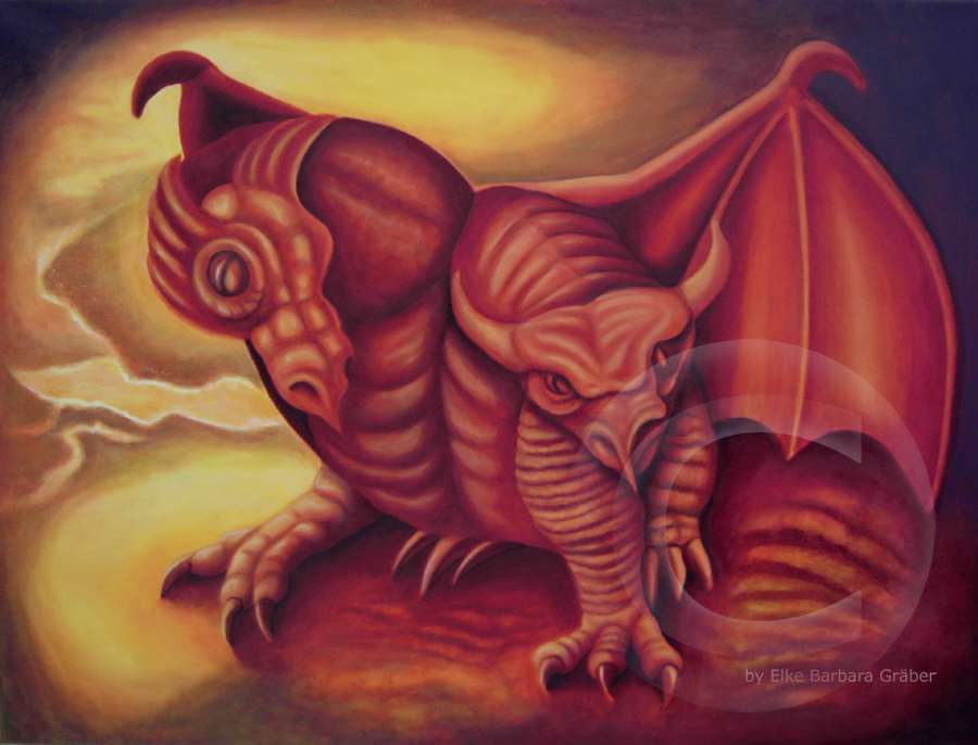 Doppelkopfdrache (Double Head Dragon) - Leinwand (canvas), 60x80cm, 2008-2009