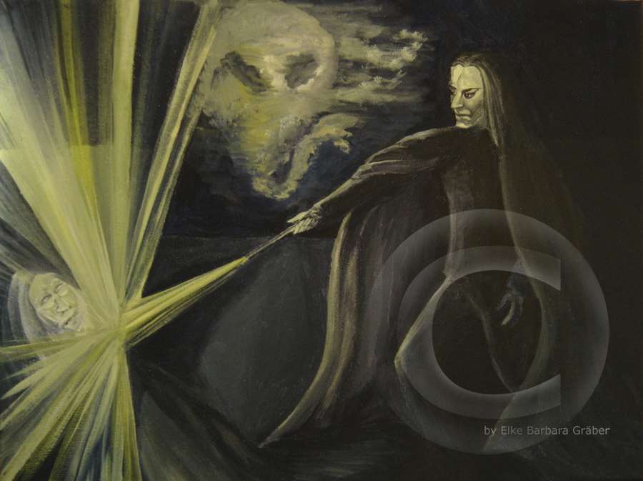 Avada Kedavra - Snape tötet Dumbledore (Snape Kills Dumbledore)  Acryl auf Leinwand (acrylics on canvas), 30x40cm, 2006